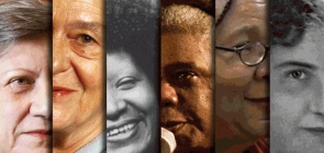 animação com fotos das pensadoras da Educação e com as capas dos livros