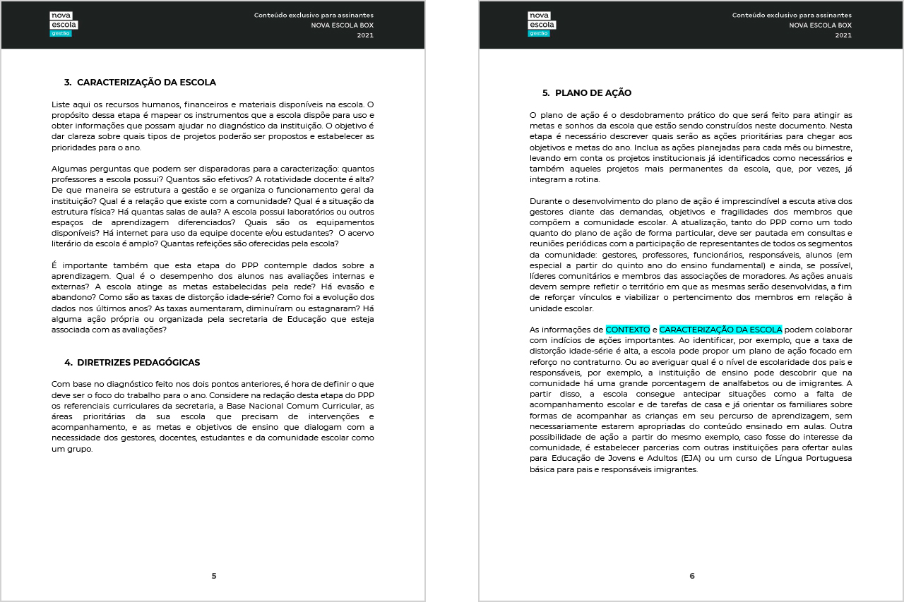 Páginas 5 e 6 do modelo de PPP.