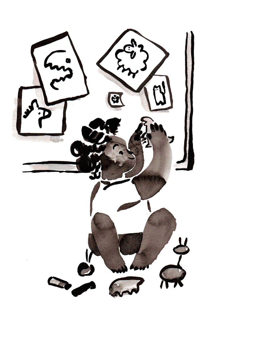 Anima&ccedil;&atilde;o de crian&ccedil;a brincando com dinossauros de pl&aacute;stico que aos poucos se transforma em um dinossauro imagin&aacute;rio.