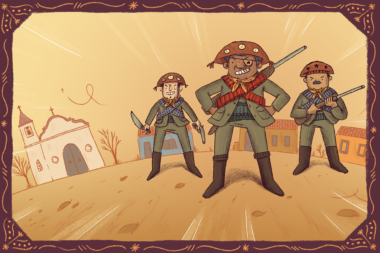 Ilustra&ccedil;&atilde;o em homenagem aos cangaceiros do livro o Auto da Compadecida.