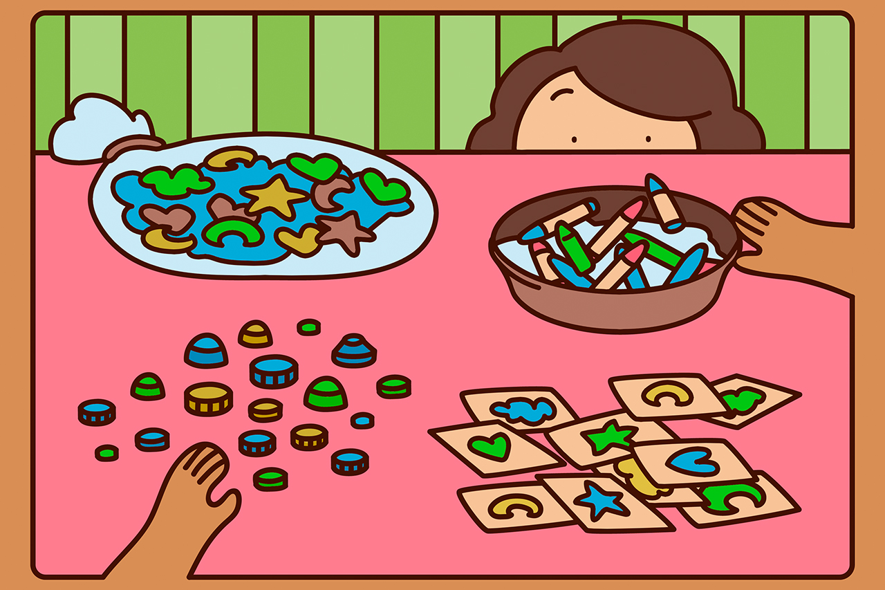 Comparar elementos dentro de um mesmo conjunto (de gizes de cera, de cartinhas coloridas ou mesmo de tampinhas) &eacute; uma forma de trazer o universo da Matem&aacute;tica e da l&oacute;gica para mais perto das crian&ccedil;as.