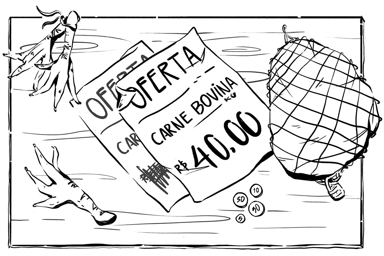 Ilustra&ccedil;&atilde;o representando a atual situa&ccedil;&atilde;o da fome no pa&iacute;s, onde os pre&ccedil;os das comidas subiram e inviabilizou o consumo para algumas popula&ccedil;&otilde;es.