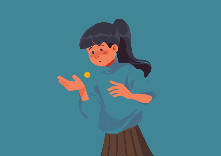 Anima&ccedil;&atilde;o abstrata de menina interagindo com um c&iacute;rculo.