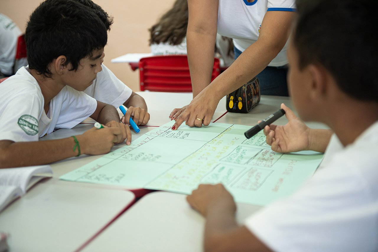 Os alunos de Priscila de Medeiros durante a aula de Ortografia 