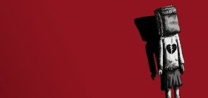 Ilustração de garota com saco na cabeça