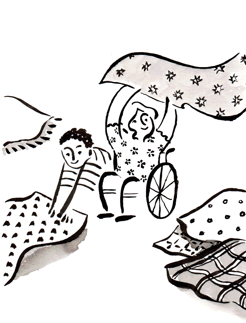 Anima&ccedil;&atilde;o de crian&ccedil;as brincando com tecidos que, lentamente, se transformam em ondas e navios.