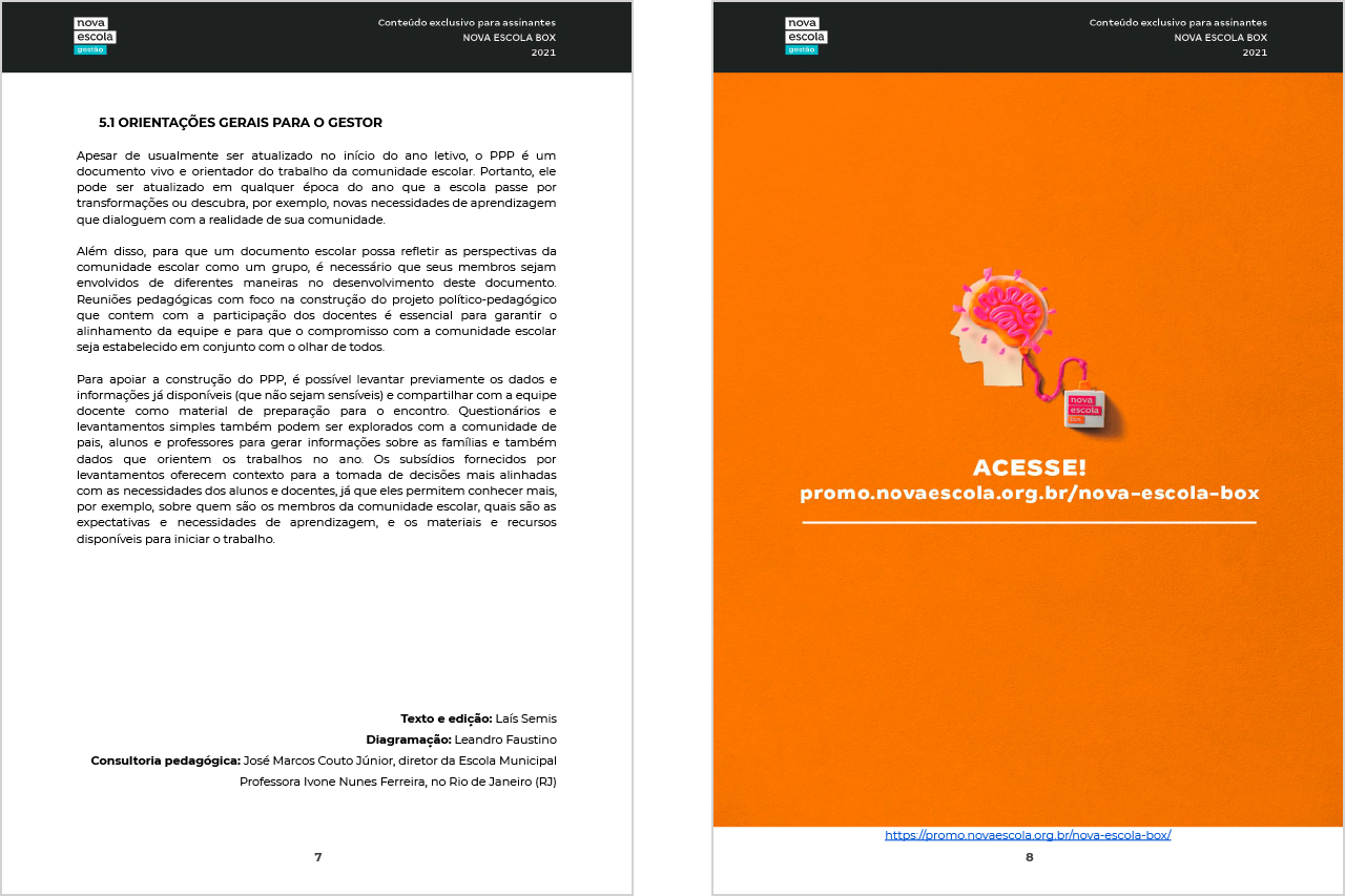 Páginas 7 e 8 do modelo de PPP.