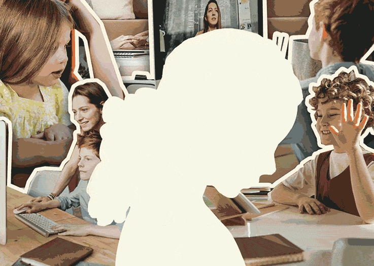 Anima&ccedil;&atilde;o feita a partir de fotomontagem representando as expectativas e realidades de uma crian&ccedil;a em rela&ccedil;&atilde;o ao per&iacute;odo de aulas remotas.