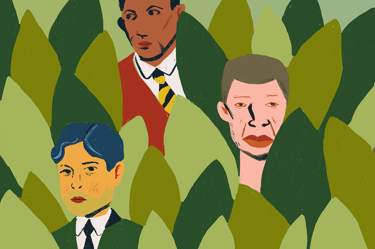 Ilustra&ccedil;&atilde;o de alguns artistas relevantes na Semana de Arte Moderna de 1922.