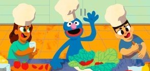 Alimentação saudável: cozinhando com o Grover