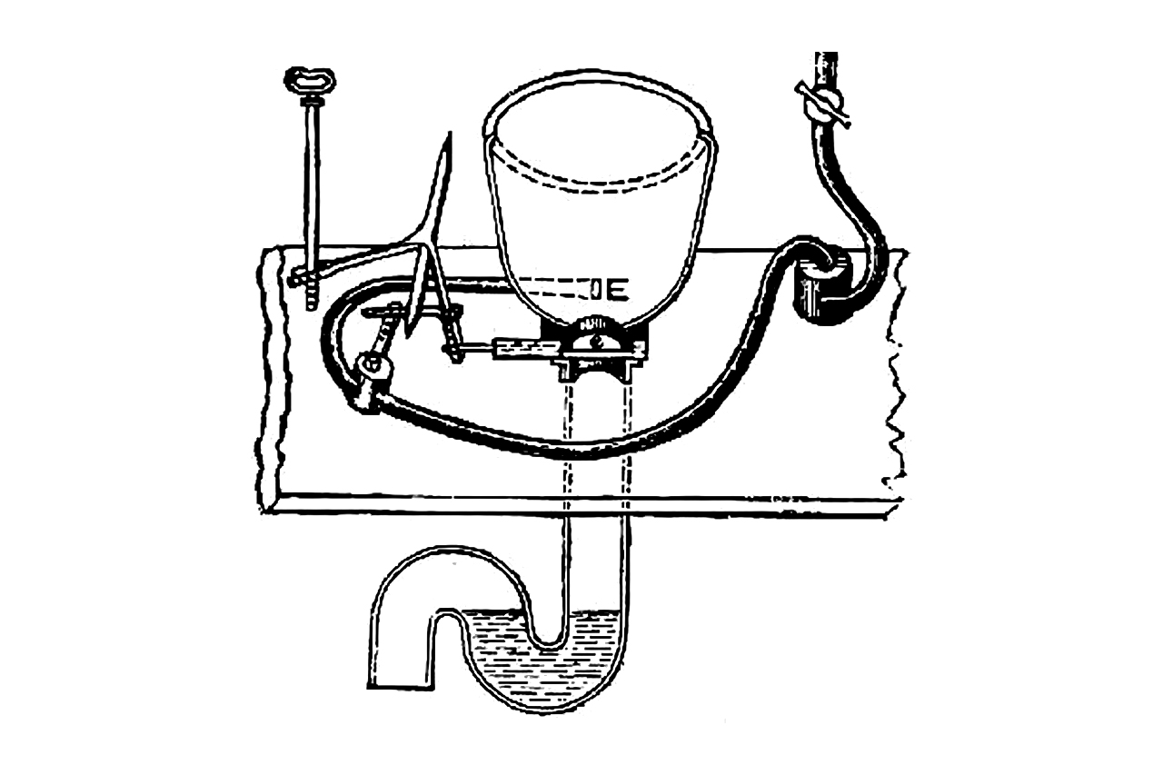 Projeto de Alexander Cumming para o primeiro vaso sanit&aacute;rio moderno.