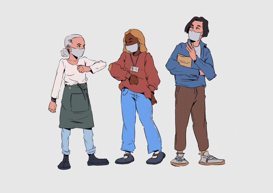 Ilustra&ccedil;&atilde;o animada de docentes e gestores em momento de acolhimento.