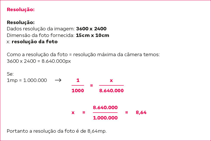 Slide mostrando a resolu&ccedil;&atilde;o da atividade proposta, resultado apresenta que a resolu&ccedil;&atilde;o da foto &eacute; de 8,64 megapixels.