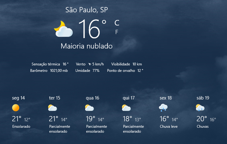 Captura de tela de aplicativo de acompanhamento da temperatura.