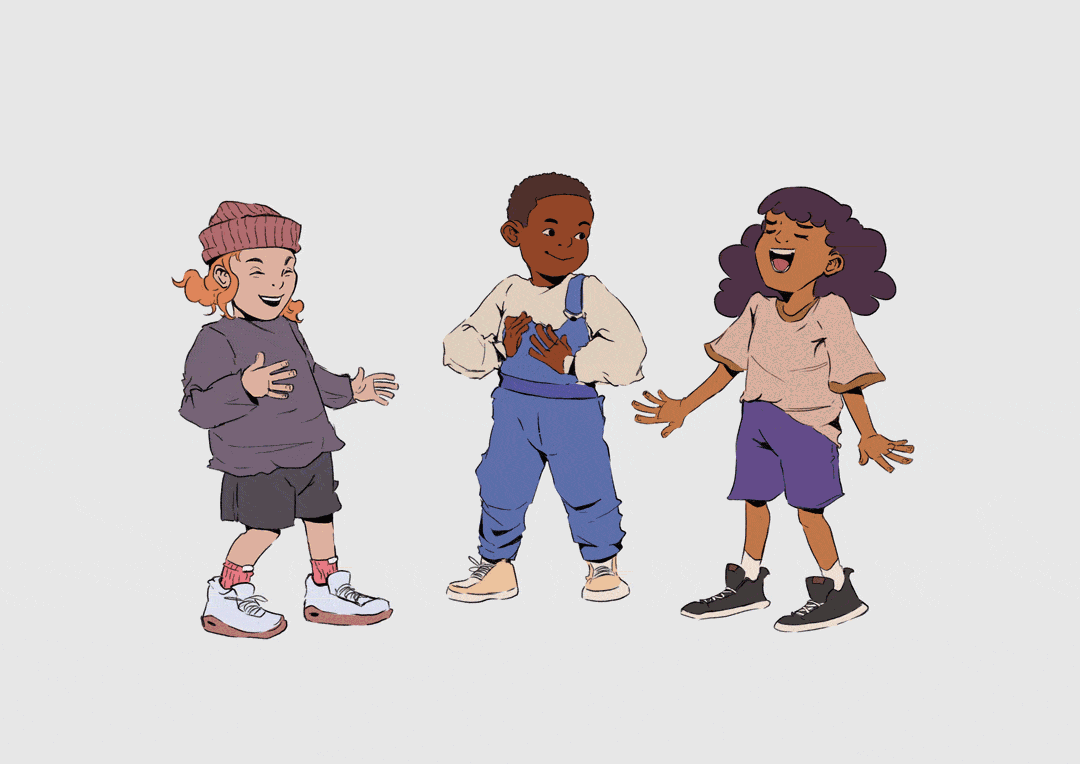 Ilustra&ccedil;&atilde;o animada de crian&ccedil;as pequenas em momento de acolhimento para educa&ccedil;&atilde;o infantil.