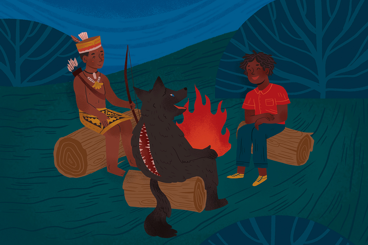 Buop&eacute; e Quibungo: guerreiro ind&iacute;gena e criatura fant&aacute;stica s&atilde;o exemplos de hist&oacute;rias oriundas da matriz dos povos origin&aacute;rios e da africana, respectivamente.