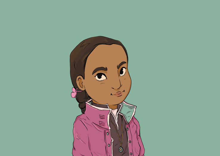 Ilustra&ccedil;&atilde;o de 3 crian&ccedil;as lado a lado, a primeira &eacute; de origem &aacute;rabe, a segunda possui uma defici&ecirc;ncia visual e a terceira est&aacute; em uma cadeira de rodas.