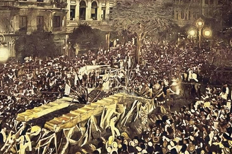 Desfile dos Democr&aacute;ticos no carnaval de 1919.