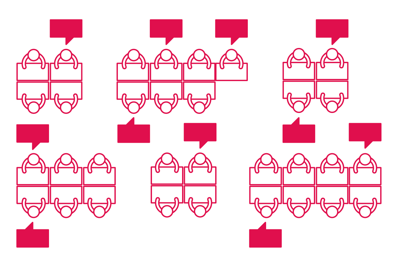 Ilustra&ccedil;&atilde;o de alunos em grupos 