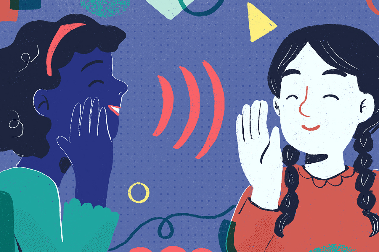 Ilustra&ccedil;&atilde;o de professor e gestor acompanhando o desenvolvimento de um aluno em atividade.